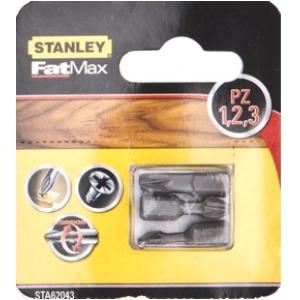 Набор из 3-х бит, Pozidriv, PZ1, PZ2 и PZ3, 1/4", 25мм, STANLEY, 62043-XJ